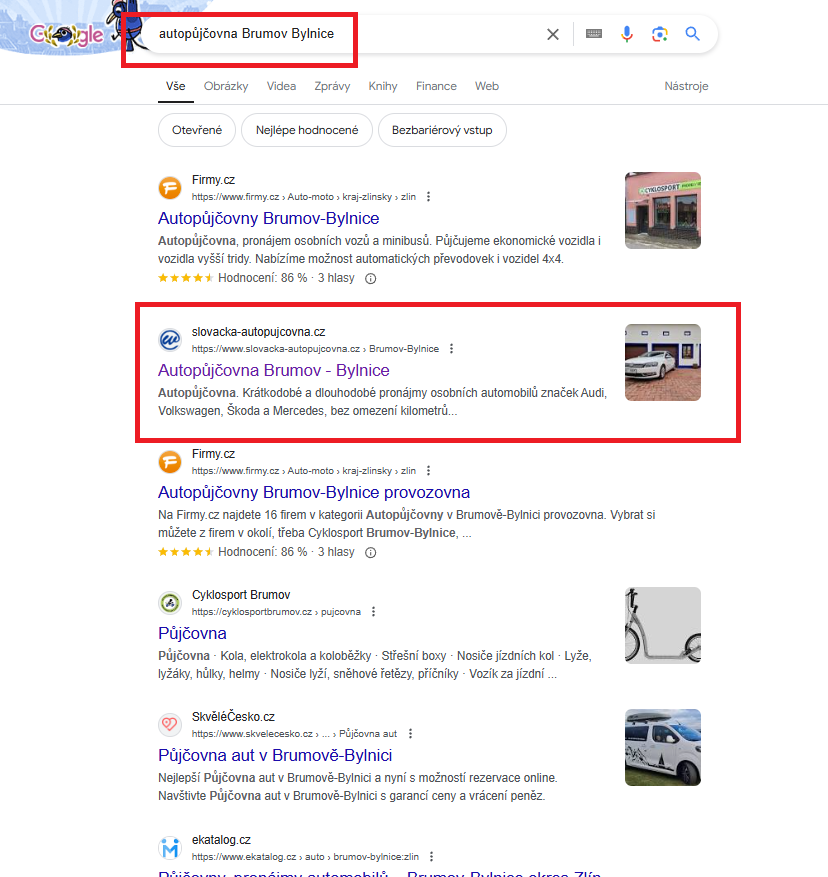 Autopujcovna Brumov Bylnice